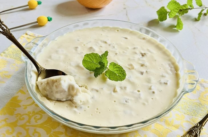 Gelado de abacaxi sem gelatina