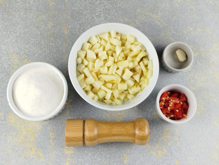 Ingredientes reunidos para o preparo da receita.