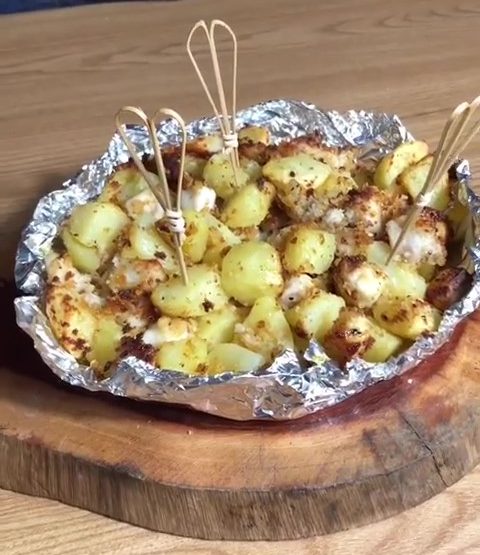 Gratinado de filé de tilápia com batata