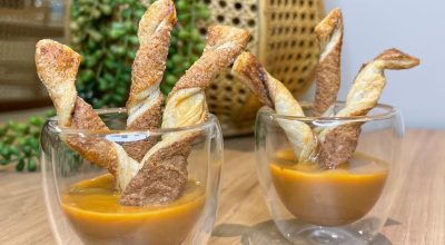 Grissini de canela com doce de leite