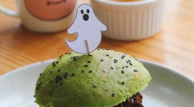 Hambúrguer de Halloween vegano