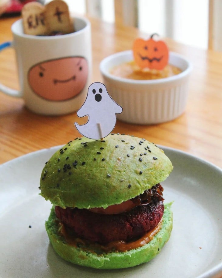 Hambúrguer de Halloween vegano