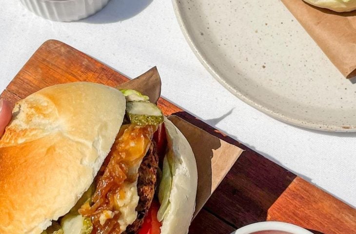 Hambúrguer de lentilhas e cogumelos