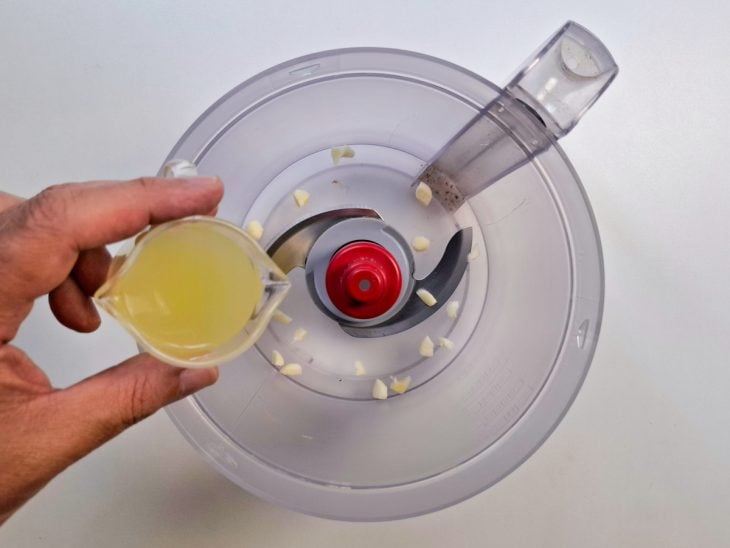 Suco de limão e alho no mixer.
