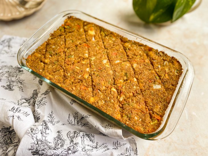 Kibe de forno vegetariano pronto para consumo.