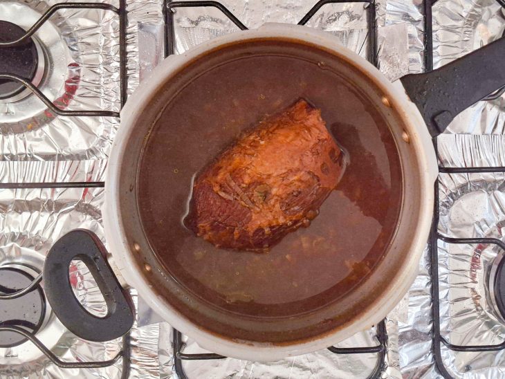 Carne após o período de cocção.