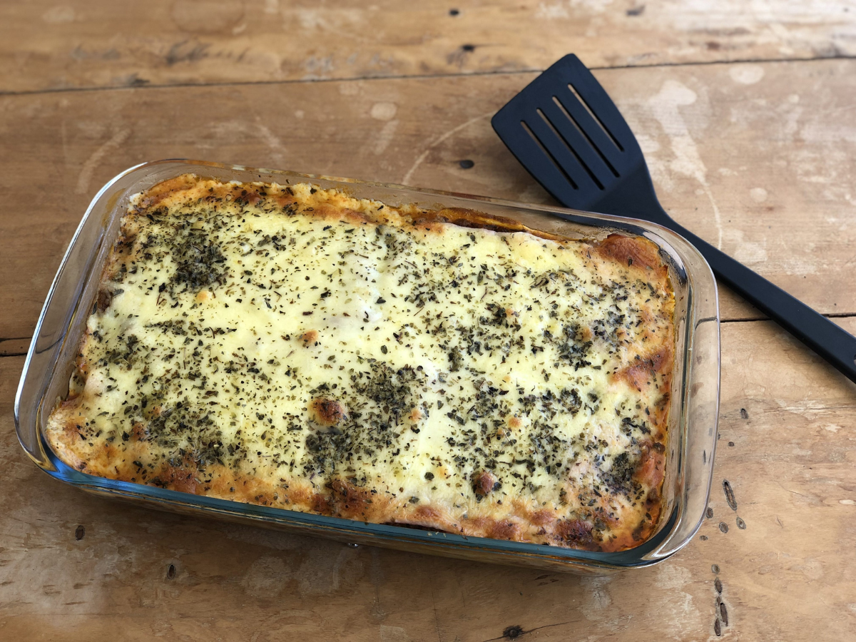 Lasanha com massa de panqueca
