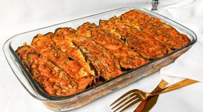 Lasanha de berinjela com carne moída