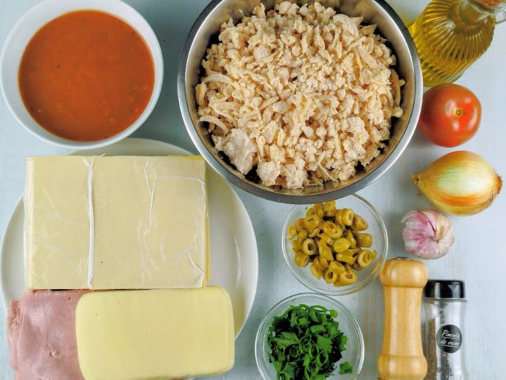 Ingredientes reunidos para o preparo da receita.