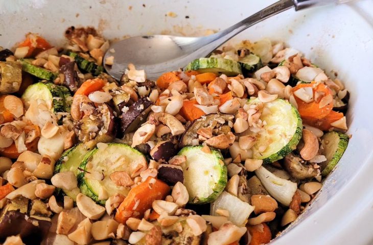 Legumes com castanhas no forno