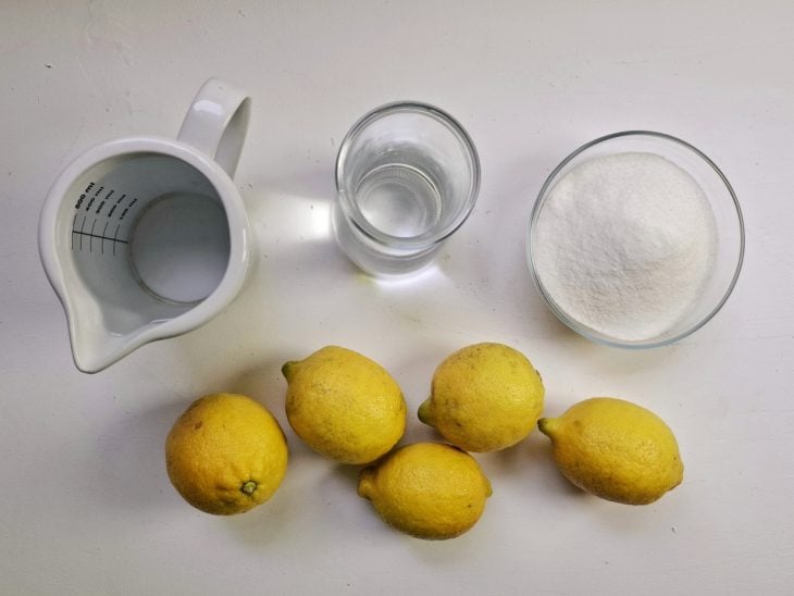 Ingredientes para o limoncello caseiro.