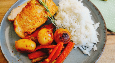 Lombo assado com legumes