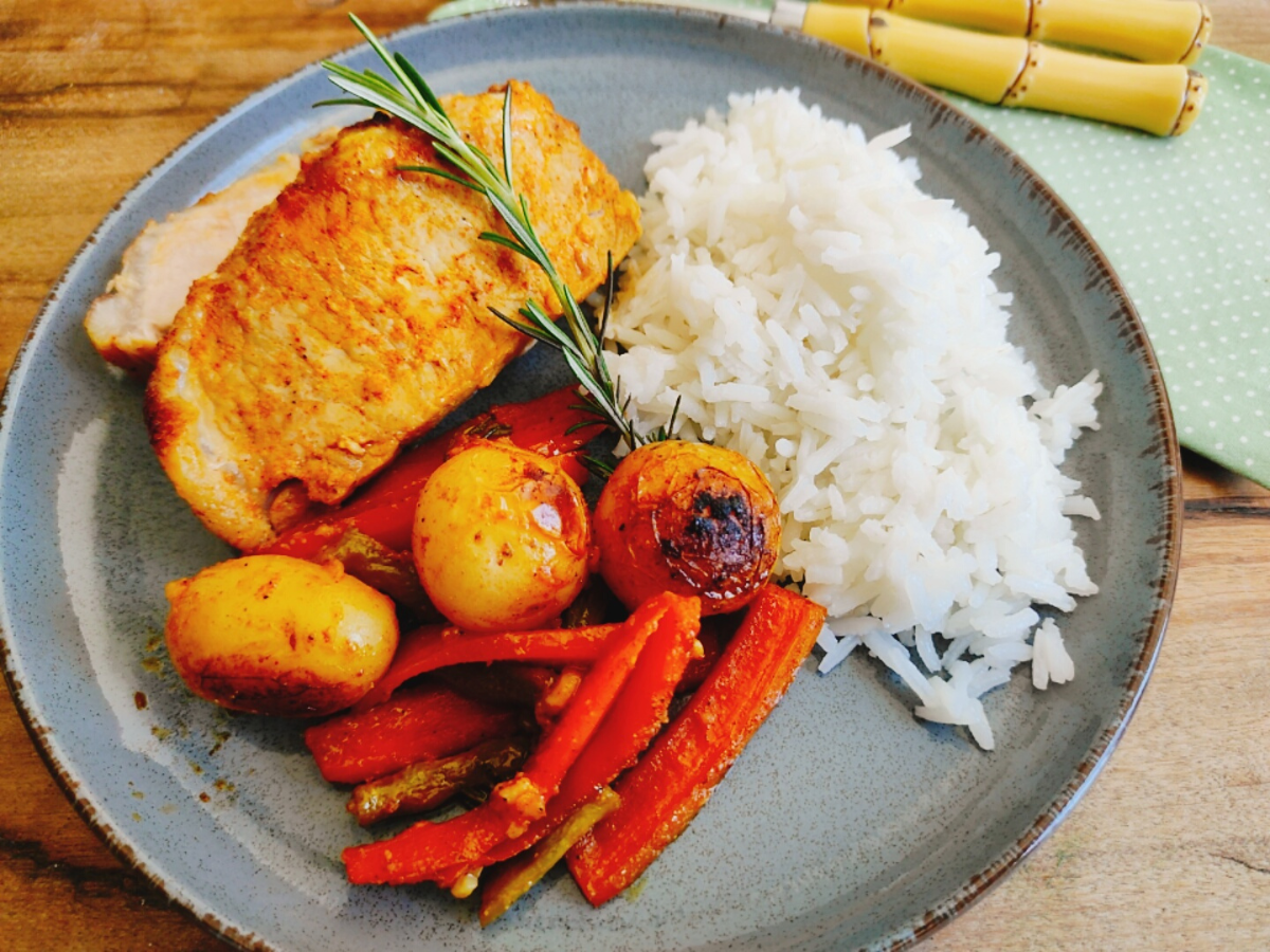 Lombo assado com legumes