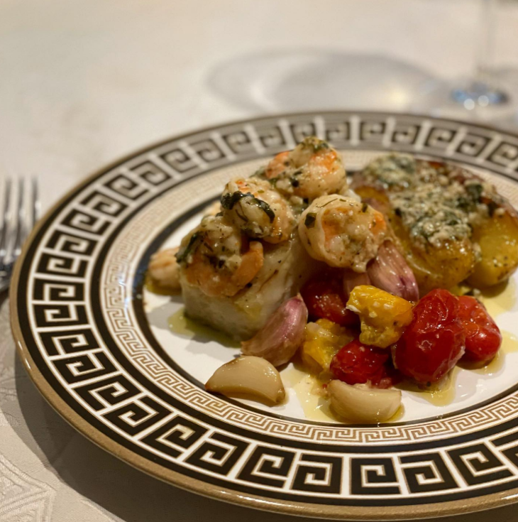 Lombo de bacalhau com camarão