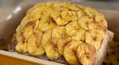 Lombo de pirarucu em escamas de banana