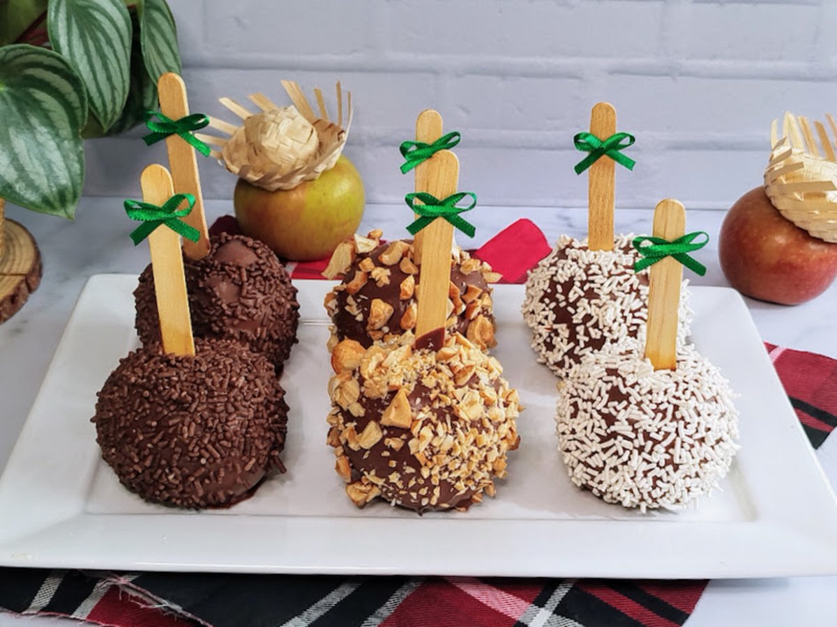 Maçã do amor de chocolate