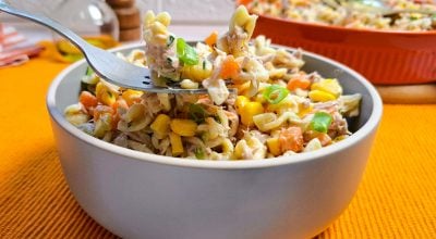 Macarrão com atum e maionese