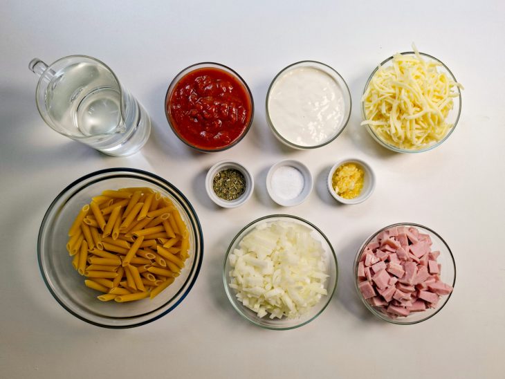 Ingredientes reunidos para o preparo da receita.