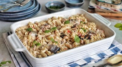 Macarrão com sardinha e creme de leite