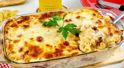 Macarrão cremoso de forno