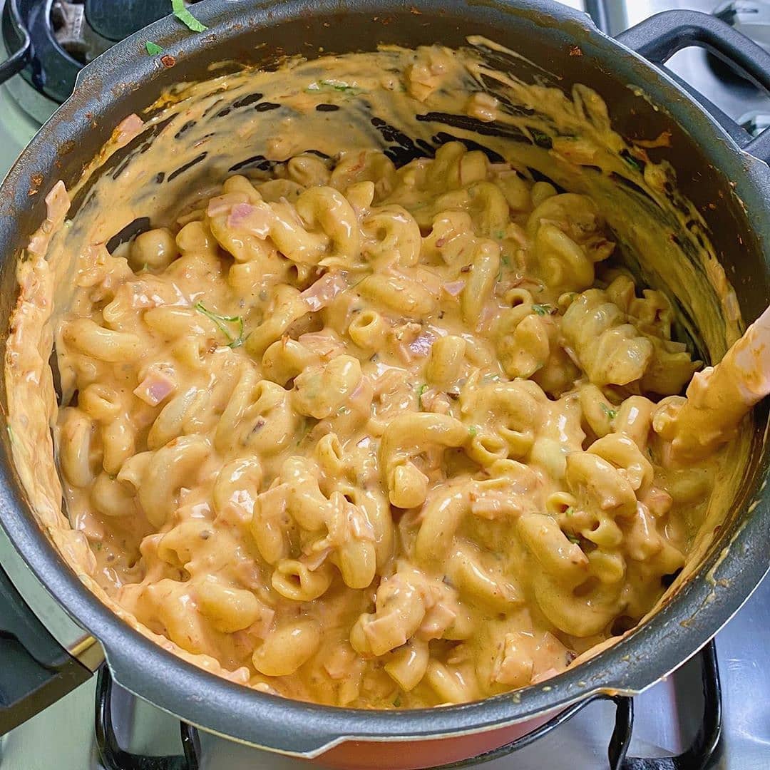 Macarrão De Panela De Pressão Cremoso Com Carne Moida Macarrão cremoso na panela de pressão