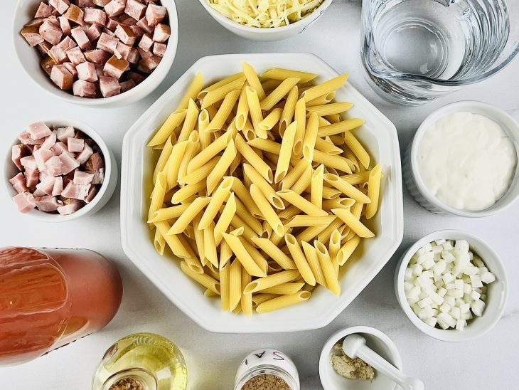 Ingredientes reunidos para o preparo da receita.