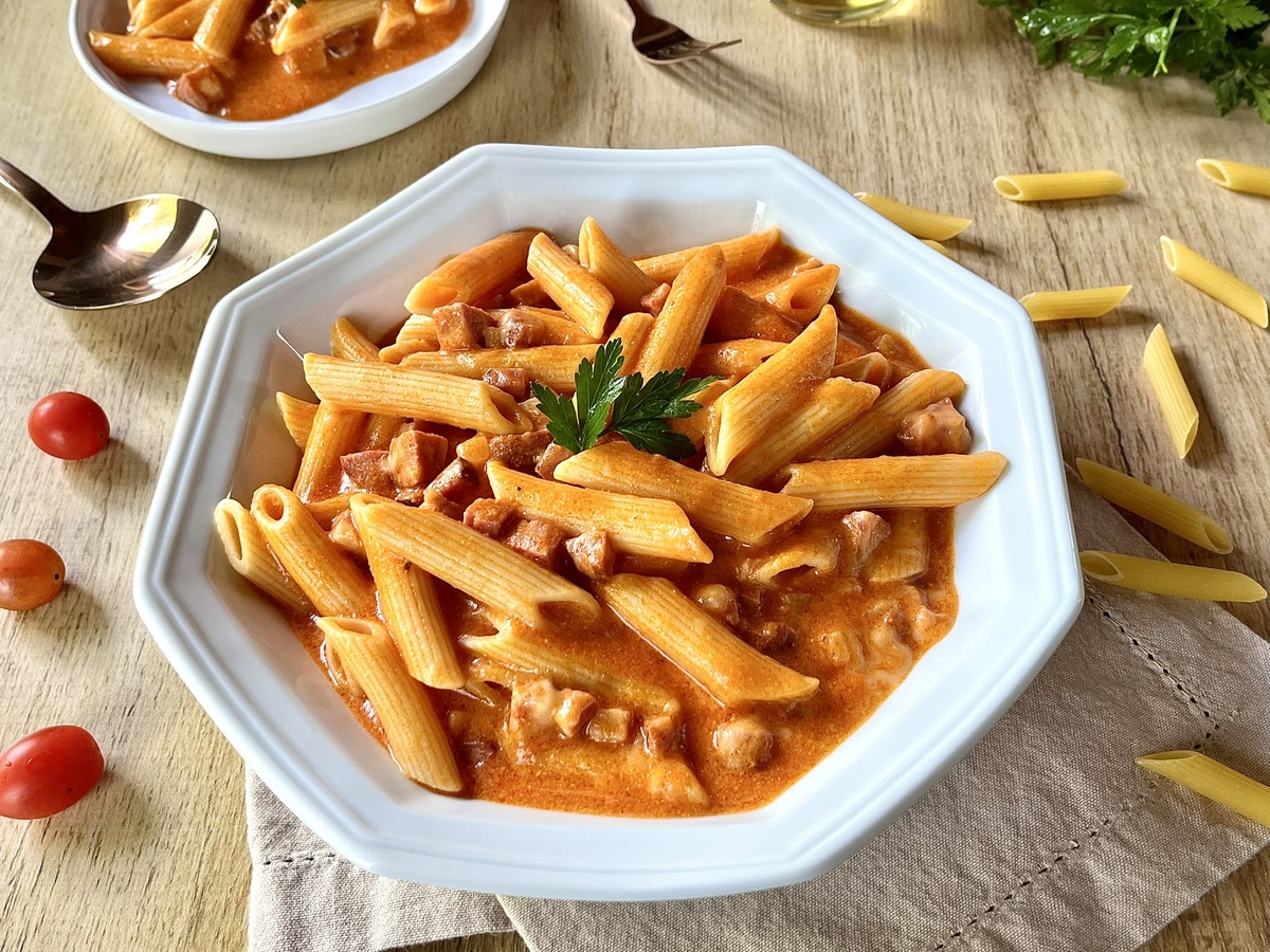 Macarrão cremoso na pressão