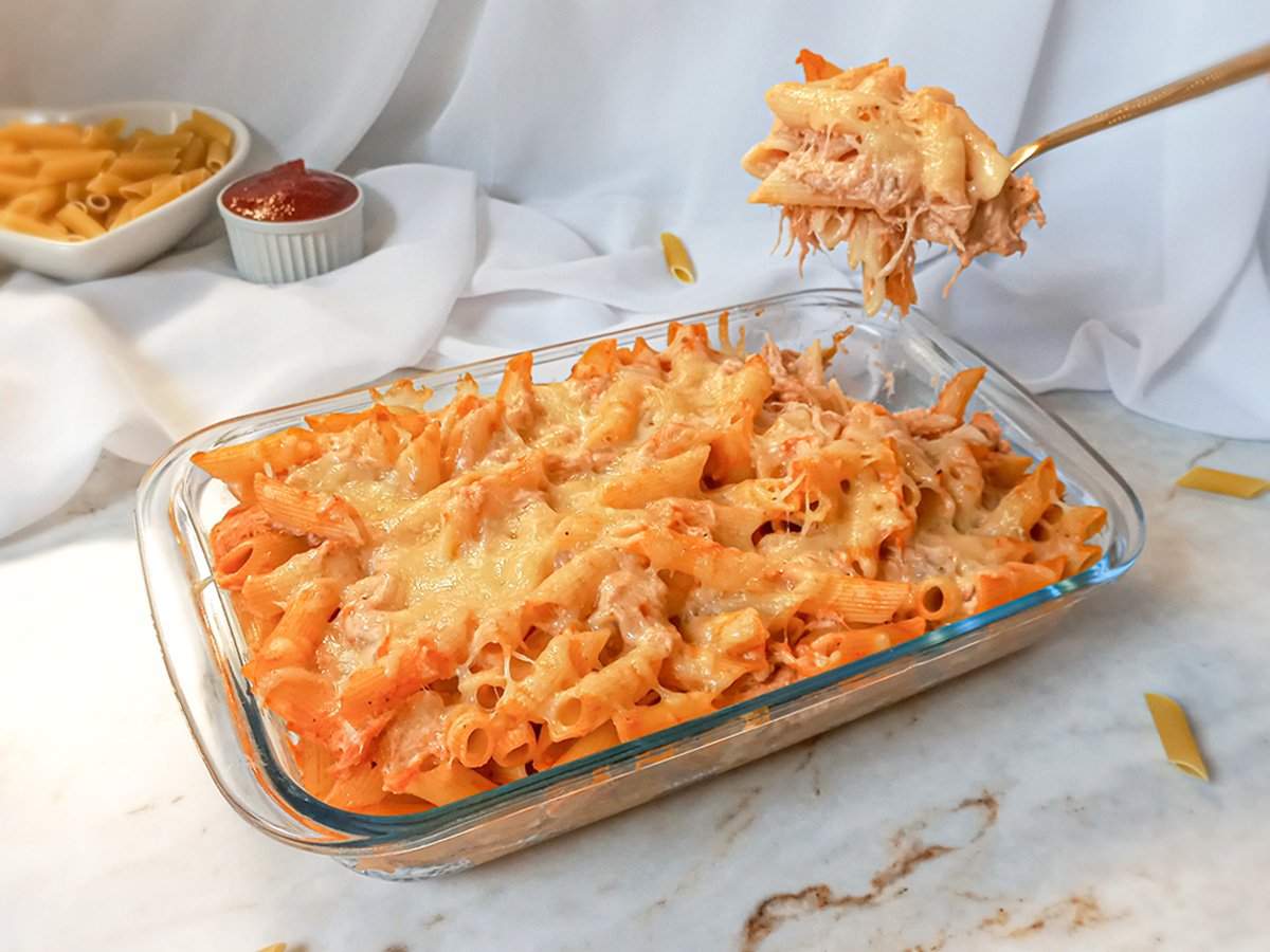 Macarrão de forno com frango