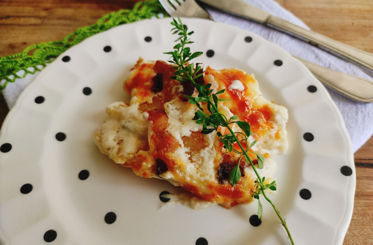 Mandioca gratinada com bacon