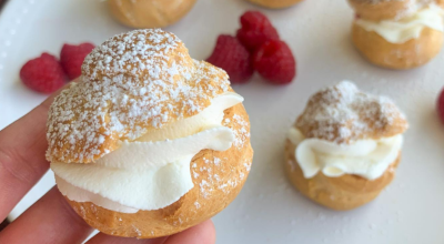 Massa choux com creme de mascarpone