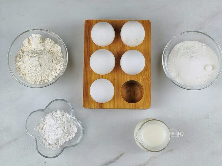 ingredientes para preparo de massa de rocambole.
