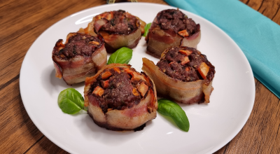 Medalhão de carne moída com bacon