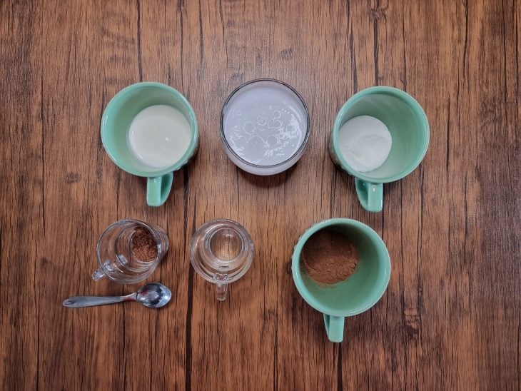 ingredientes reunidos para o milkshake low carb