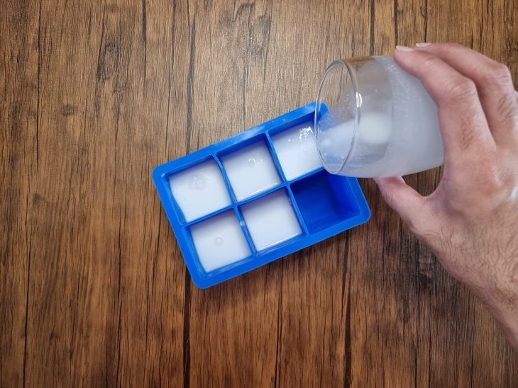 leite de coco em forminhas de gelo