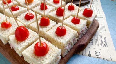 Minissanduíche no pão de forma