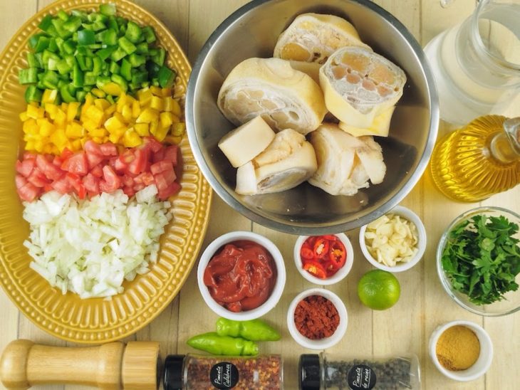 ingredientes para preparo de mocotó nordestino.