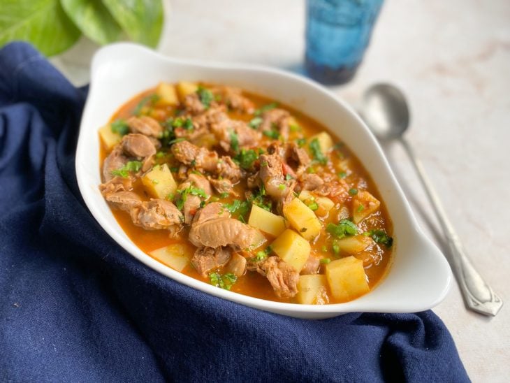 Moela com batata pronta para consumo.
