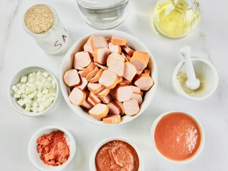 Ingredientes reunidos para o preparo da receita.
