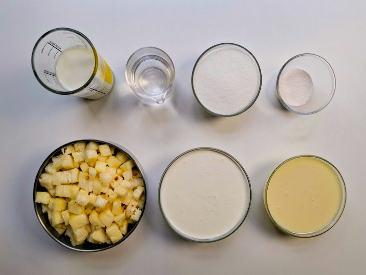 Ingredientes reunidos para o preparo da receita.