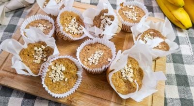 Muffin de banana com aveia e mel