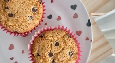 Muffin de baunilha com chocolate sem glúten