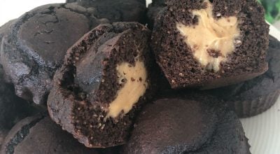 Muffin de chocolate recheado low carb
