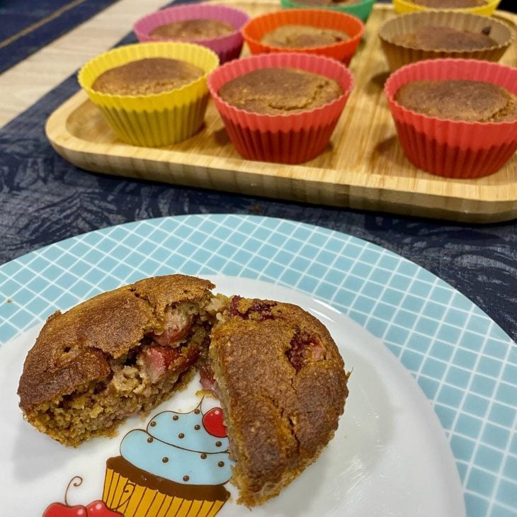 Muffin de morango com aveia