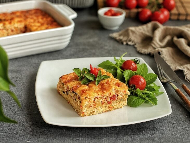Omelete de forno simples servida.