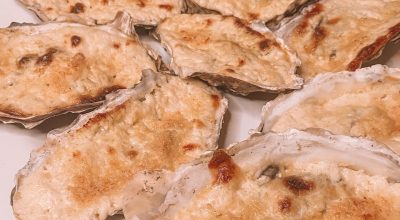 Ostras com sour cream gratinadas