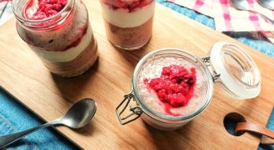 Overnight oats com framboesas