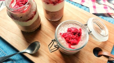 Overnight oats com framboesas