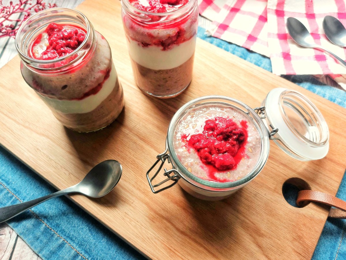 Overnight oats com framboesas