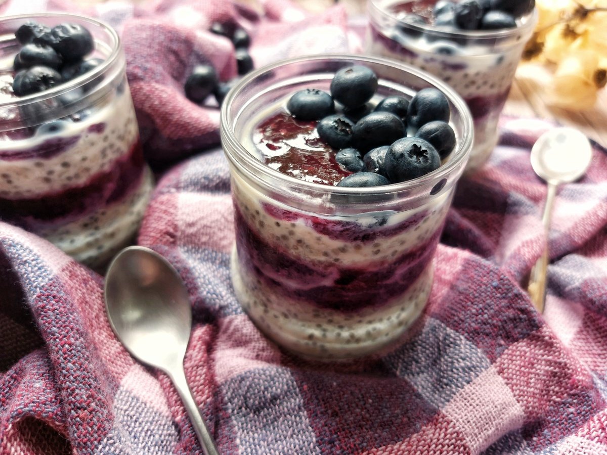 Overnight oats com mirtilo