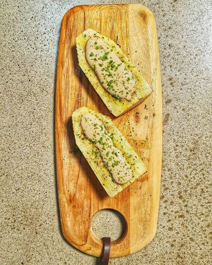 Palmito pupunha assado com creme de tofu